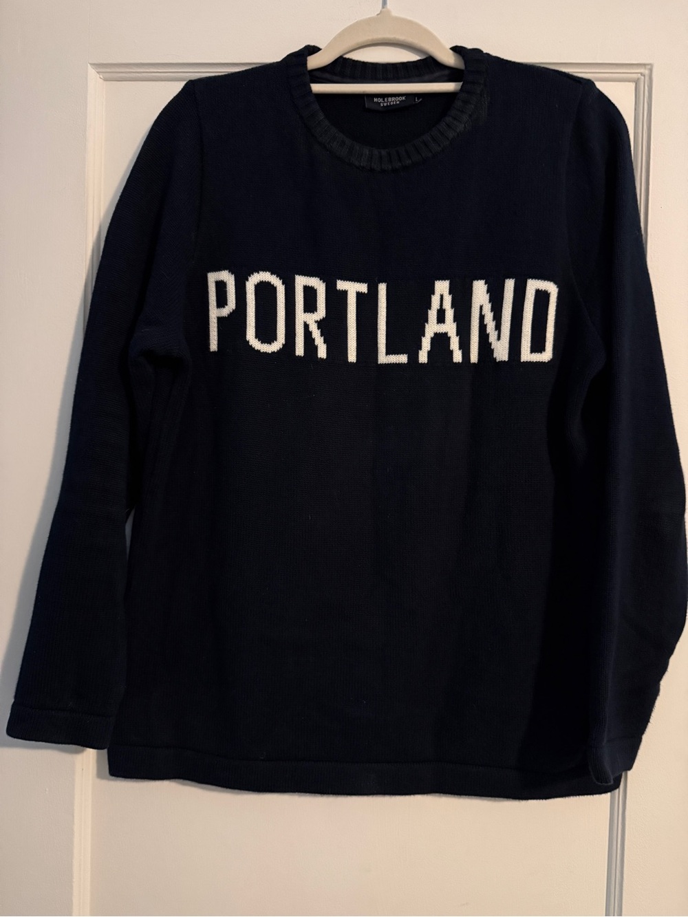 Holebrook Sweden 100% Cotton Portland Sweater Navy Blue Large